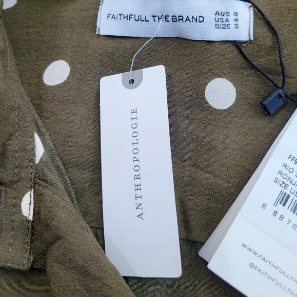 NWT FAITHFULL THE BRAND Rio Shirt Tie Front Relaxed Fit Ronja Polka Dot Small - Picture 9 of 13